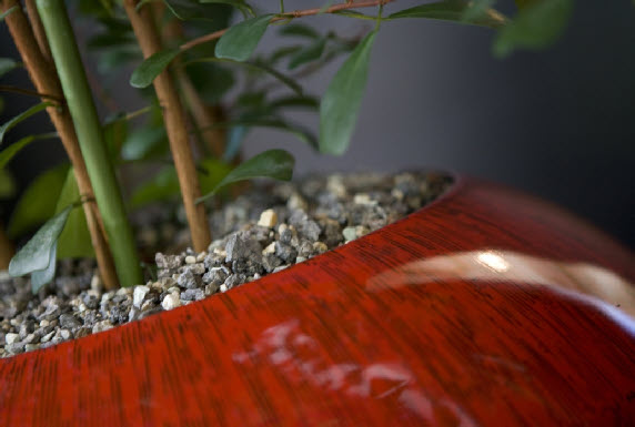 Synthetic vase shaped planter detail